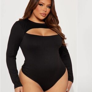 Black Cut-Out Long Sleeve Bodysuit